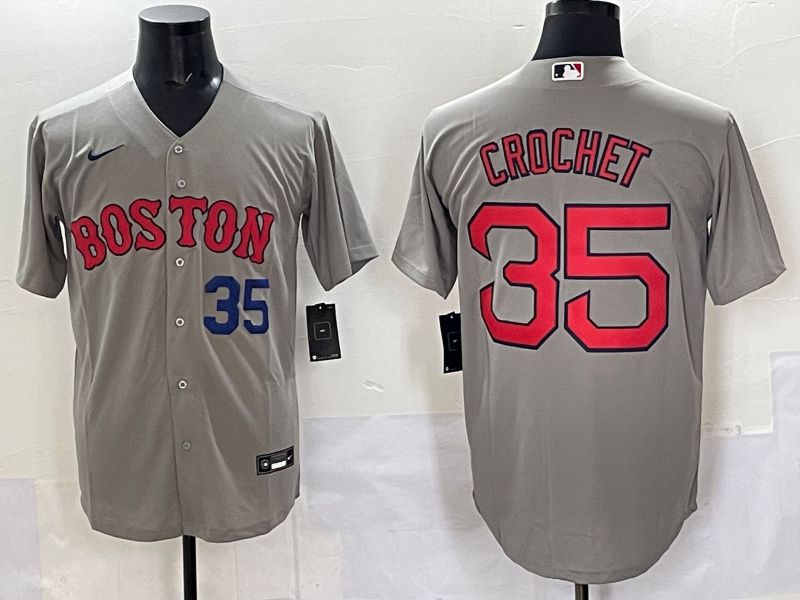 Men Boston Red Sox #35 Crochet Grey Game 2025 Nike MLB Jersey style 005